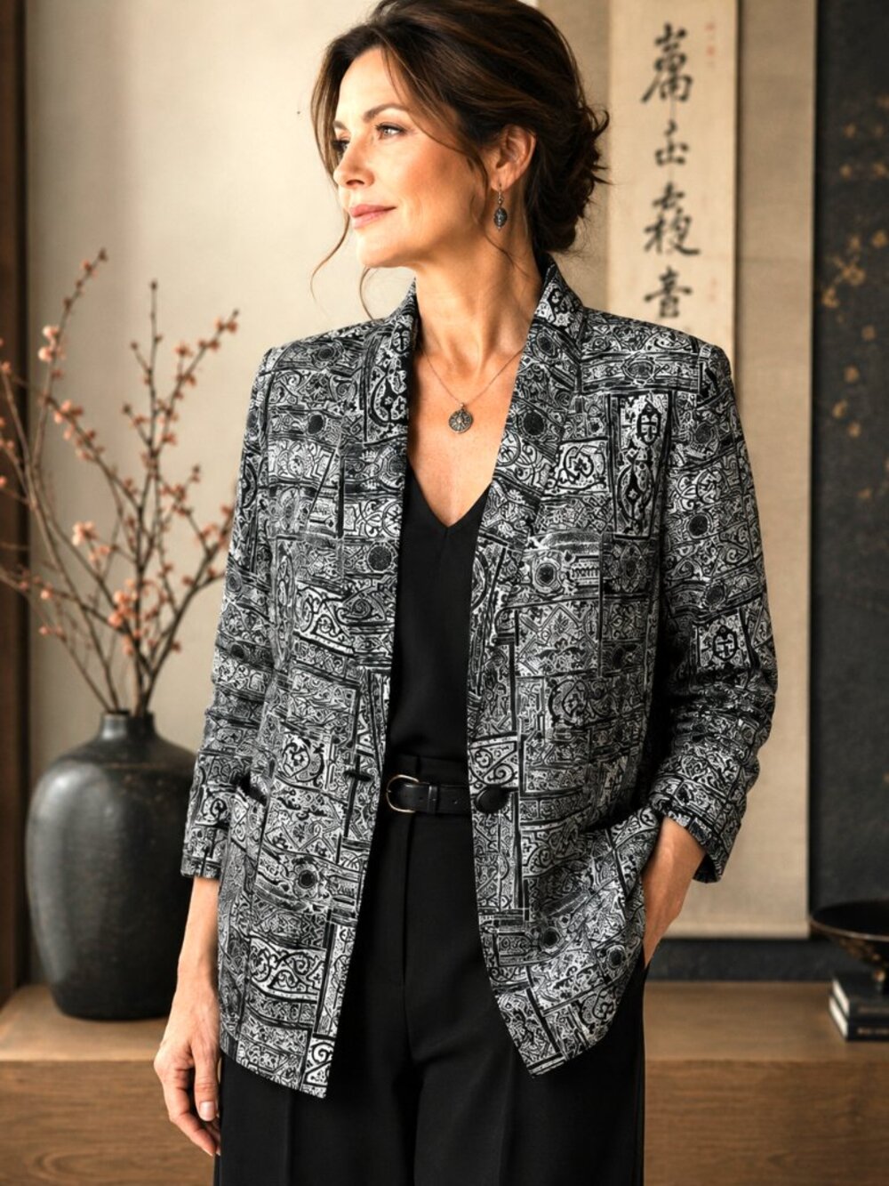 Asian Oversized Blazer Vintage 70s, Kensington Square Jacket Women’s Size Small
